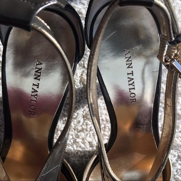 Ann Taylor Women’s Taupe Heels Open Toe Patent Leather Upper Leather Sole Sz 8 - Picture 7 of 10